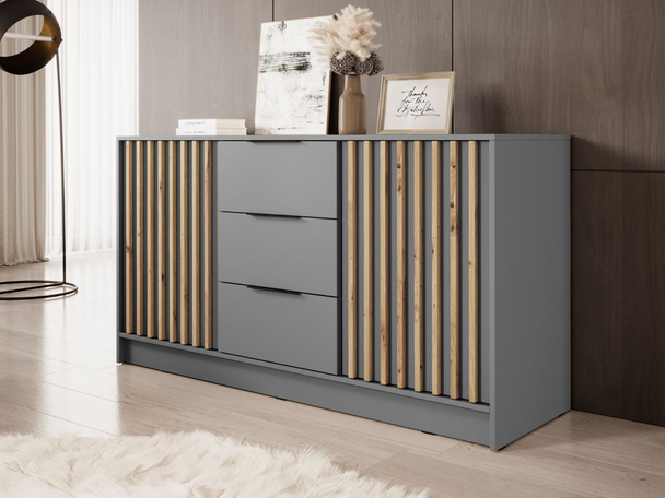 Dressoir met Deuren en Lades 155 cm Macron Grijs